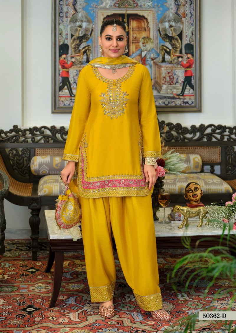 D 50362 D By Zaveri Chinon Beats Work Readymade Suits